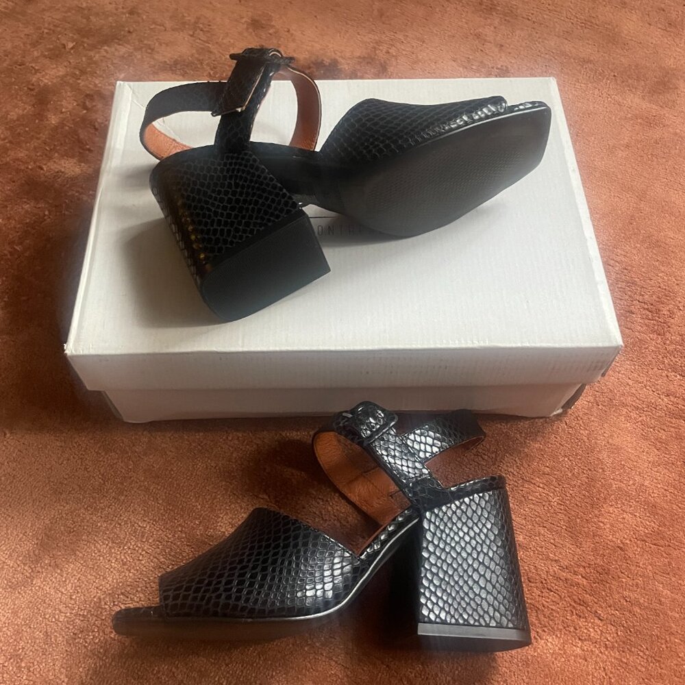 INTERVALLE Black Snake Print Sandal 36